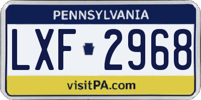 PA license plate LXF2968