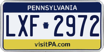 PA license plate LXF2972