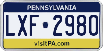 PA license plate LXF2980