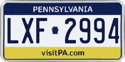 PA license plate LXF2994