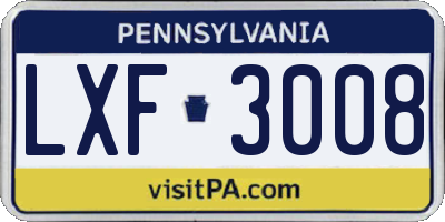 PA license plate LXF3008