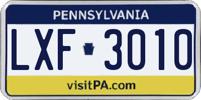 PA license plate LXF3010