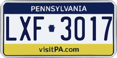 PA license plate LXF3017