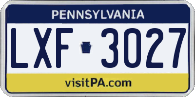 PA license plate LXF3027