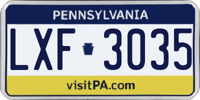 PA license plate LXF3035