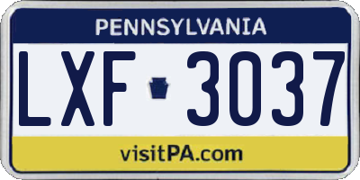 PA license plate LXF3037