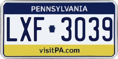 PA license plate LXF3039