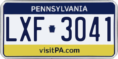 PA license plate LXF3041