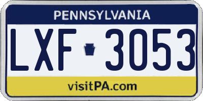 PA license plate LXF3053