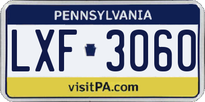PA license plate LXF3060