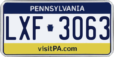 PA license plate LXF3063
