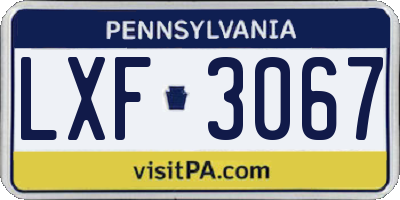 PA license plate LXF3067