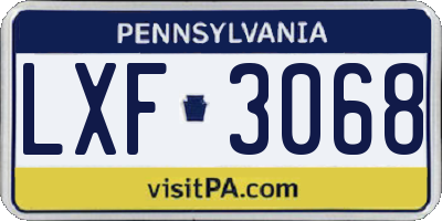 PA license plate LXF3068