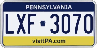 PA license plate LXF3070