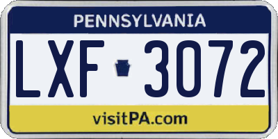 PA license plate LXF3072