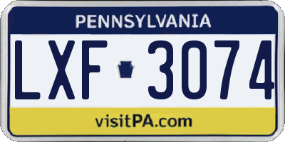 PA license plate LXF3074