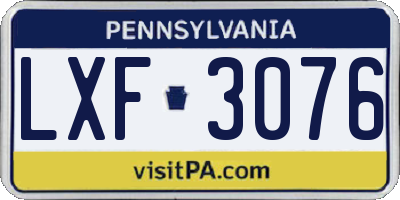 PA license plate LXF3076