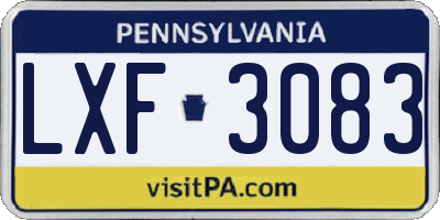 PA license plate LXF3083