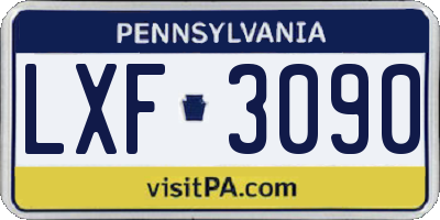 PA license plate LXF3090