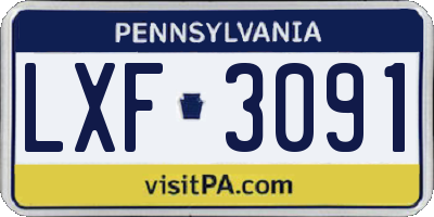 PA license plate LXF3091
