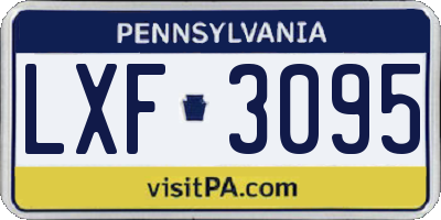 PA license plate LXF3095