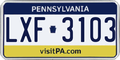 PA license plate LXF3103