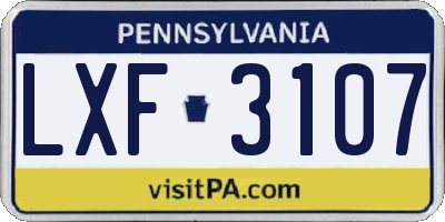 PA license plate LXF3107