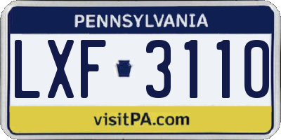 PA license plate LXF3110