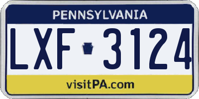 PA license plate LXF3124