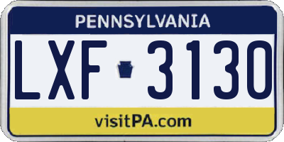 PA license plate LXF3130