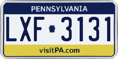 PA license plate LXF3131