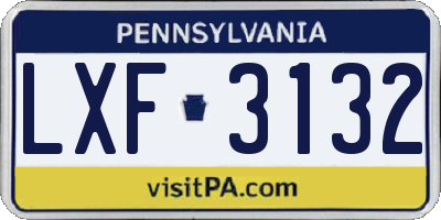 PA license plate LXF3132