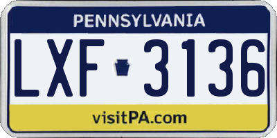 PA license plate LXF3136