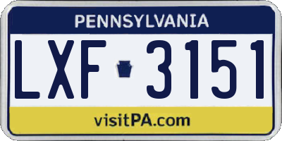 PA license plate LXF3151