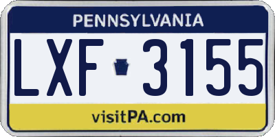 PA license plate LXF3155