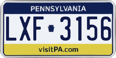 PA license plate LXF3156