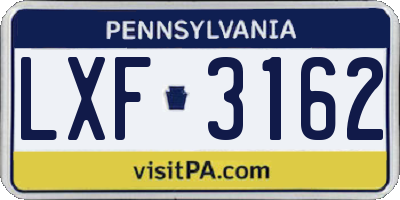 PA license plate LXF3162