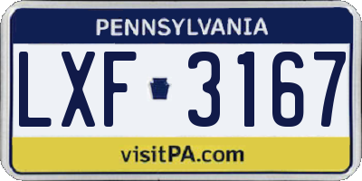 PA license plate LXF3167