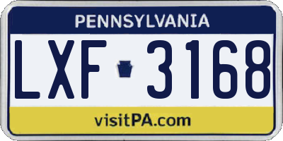 PA license plate LXF3168