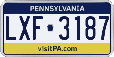 PA license plate LXF3187
