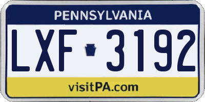 PA license plate LXF3192