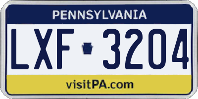 PA license plate LXF3204