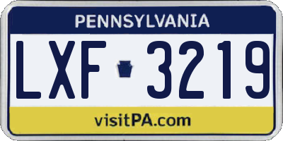 PA license plate LXF3219