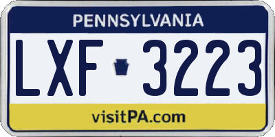 PA license plate LXF3223