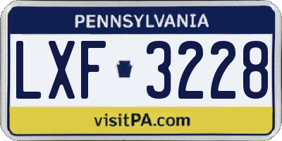PA license plate LXF3228