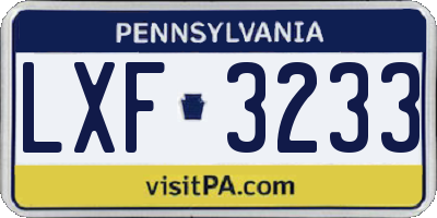 PA license plate LXF3233