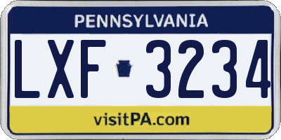 PA license plate LXF3234