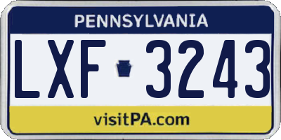 PA license plate LXF3243