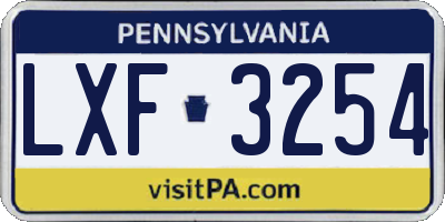 PA license plate LXF3254