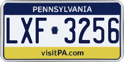PA license plate LXF3256